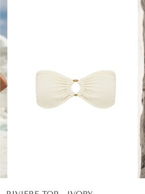 Somerfield Swim Cream Smocked Bandeau Bikini Top